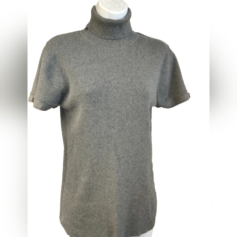 Apt 9 Short Sleeve Turtleneck Rib Knit Gray Sweater Size L